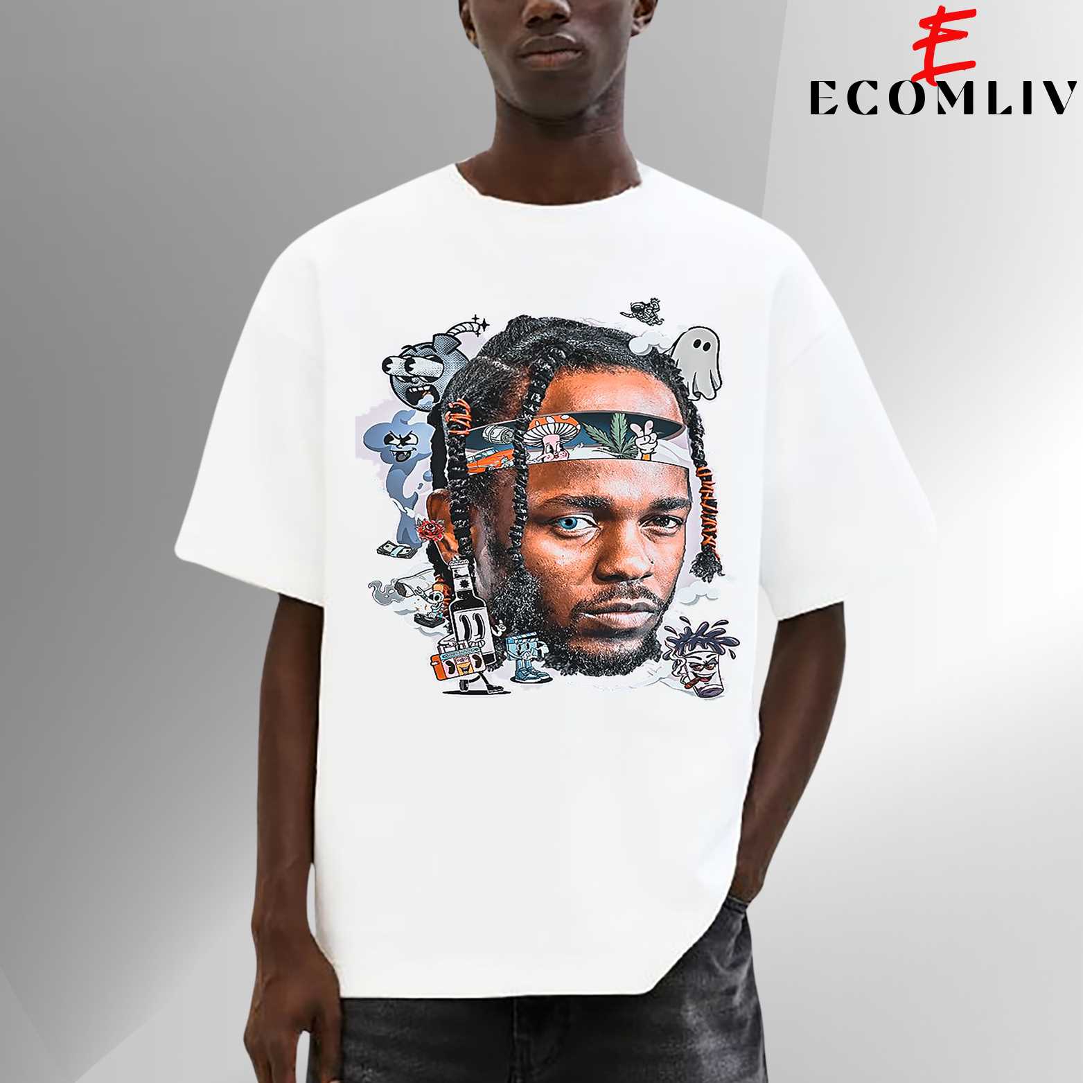 Kendrick Lamar Face Glitch Tee, Abstract Streetwear Look T-Shirt